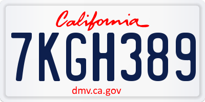 CA license plate 7KGH389