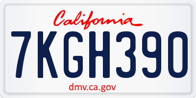CA license plate 7KGH390
