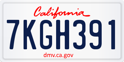 CA license plate 7KGH391