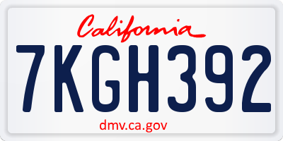 CA license plate 7KGH392