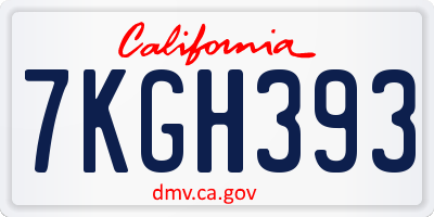 CA license plate 7KGH393