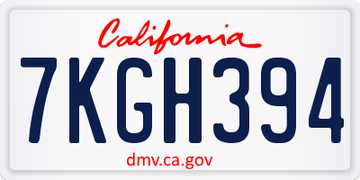 CA license plate 7KGH394