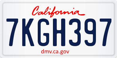 CA license plate 7KGH397
