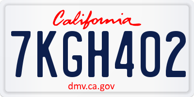 CA license plate 7KGH402