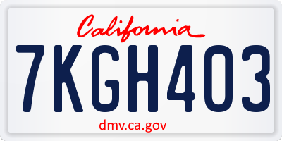 CA license plate 7KGH403
