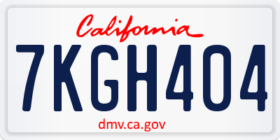 CA license plate 7KGH404
