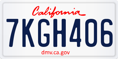 CA license plate 7KGH406