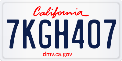 CA license plate 7KGH407