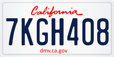 CA license plate 7KGH408
