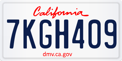 CA license plate 7KGH409