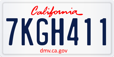 CA license plate 7KGH411