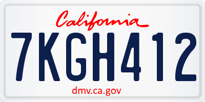 CA license plate 7KGH412