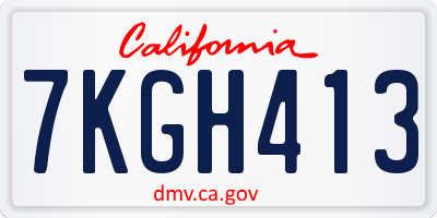 CA license plate 7KGH413