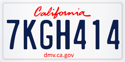 CA license plate 7KGH414
