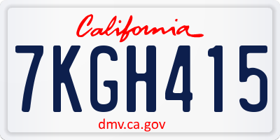 CA license plate 7KGH415