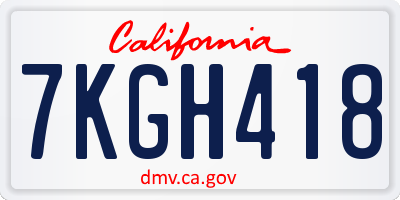 CA license plate 7KGH418