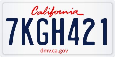 CA license plate 7KGH421