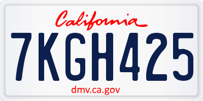 CA license plate 7KGH425