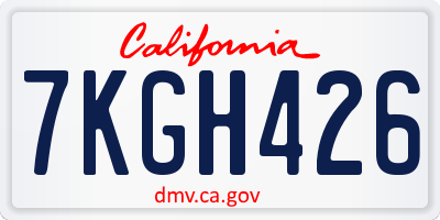 CA license plate 7KGH426