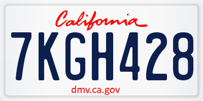 CA license plate 7KGH428