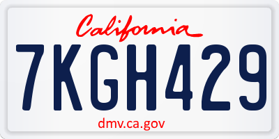 CA license plate 7KGH429