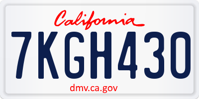 CA license plate 7KGH430