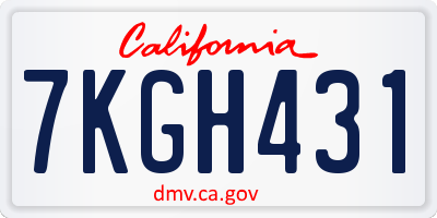 CA license plate 7KGH431