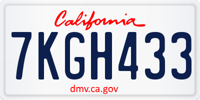 CA license plate 7KGH433