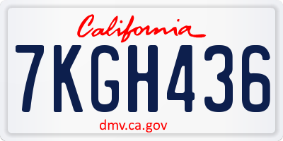CA license plate 7KGH436