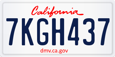 CA license plate 7KGH437