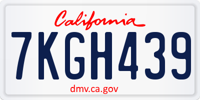 CA license plate 7KGH439