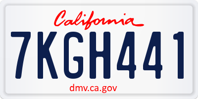 CA license plate 7KGH441