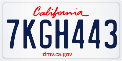 CA license plate 7KGH443