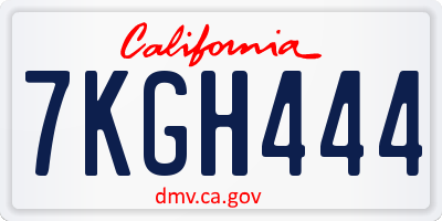 CA license plate 7KGH444