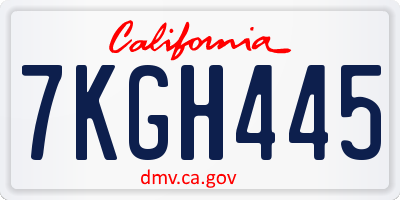 CA license plate 7KGH445