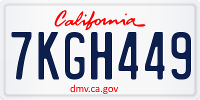CA license plate 7KGH449