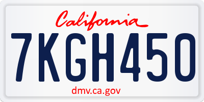CA license plate 7KGH450