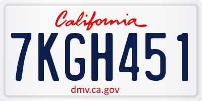 CA license plate 7KGH451