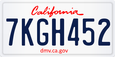 CA license plate 7KGH452