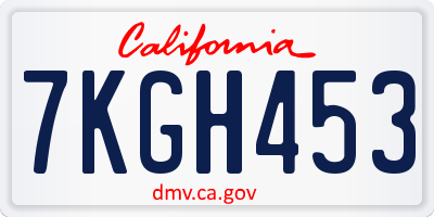 CA license plate 7KGH453