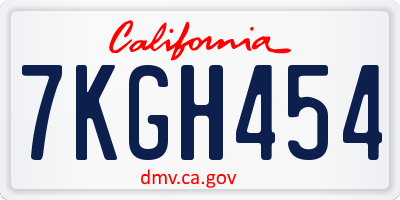 CA license plate 7KGH454