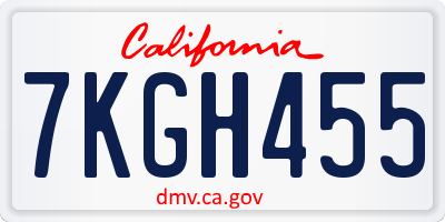 CA license plate 7KGH455