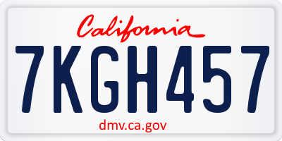 CA license plate 7KGH457