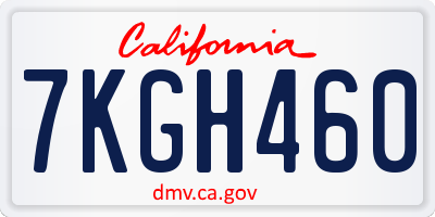 CA license plate 7KGH460