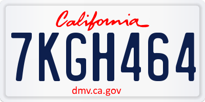 CA license plate 7KGH464