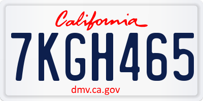 CA license plate 7KGH465