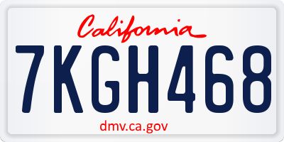 CA license plate 7KGH468