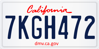 CA license plate 7KGH472