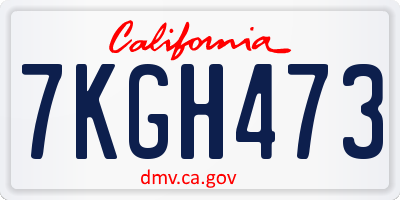 CA license plate 7KGH473
