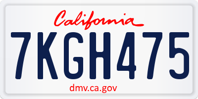 CA license plate 7KGH475